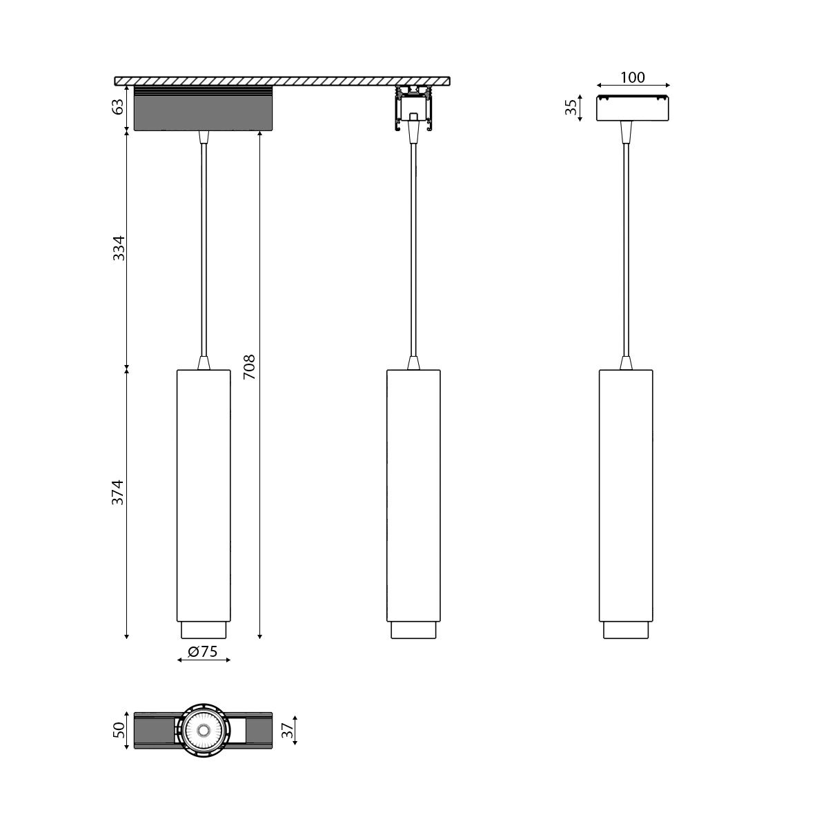 Подвесной трековый светильник DesignLed SY-601242-BL-20-NW 00-00003579_SW