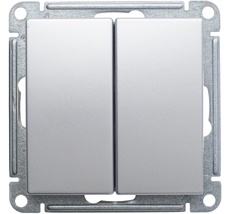 Выключатель встраиваемый двухклавишный (матовый хром) Systeme Electric VS610-256-5-86