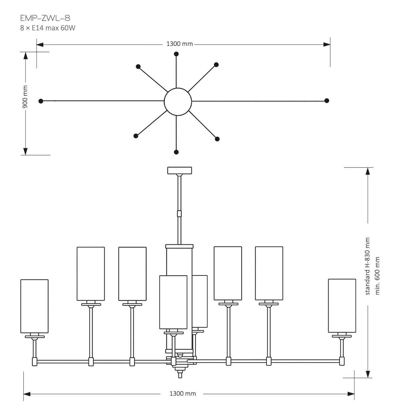 Подвесная люстра Kutek MOOD EMPOLI EMP-ZWL-8(Z)