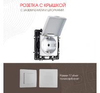 Розетка с заземлением шторками и защитной крышкой 16A 250V Arte Milano 217.41-1.silver