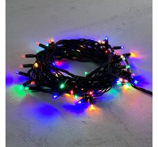 Гирлянда Нить 10м Разноцветная 24В, 75 LED, Провод Черный Каучук, IP65 LL75-1-1M