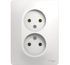 Розетка встраиваемая двойная без заземления (белый) Systeme Electric GSL000120