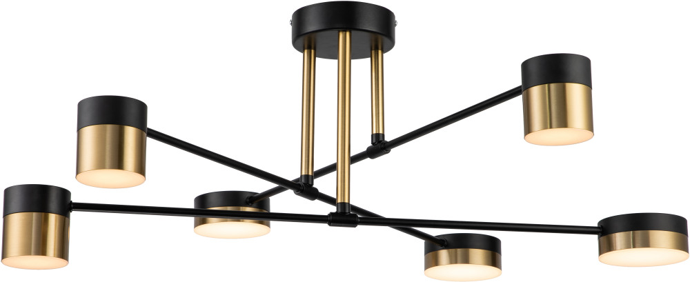 Люстра (+ночной режим) с пультом потолочная светодиодная на штанге 10244/6 LED*54W Black/Gold Escada 10244/6LED_ESC