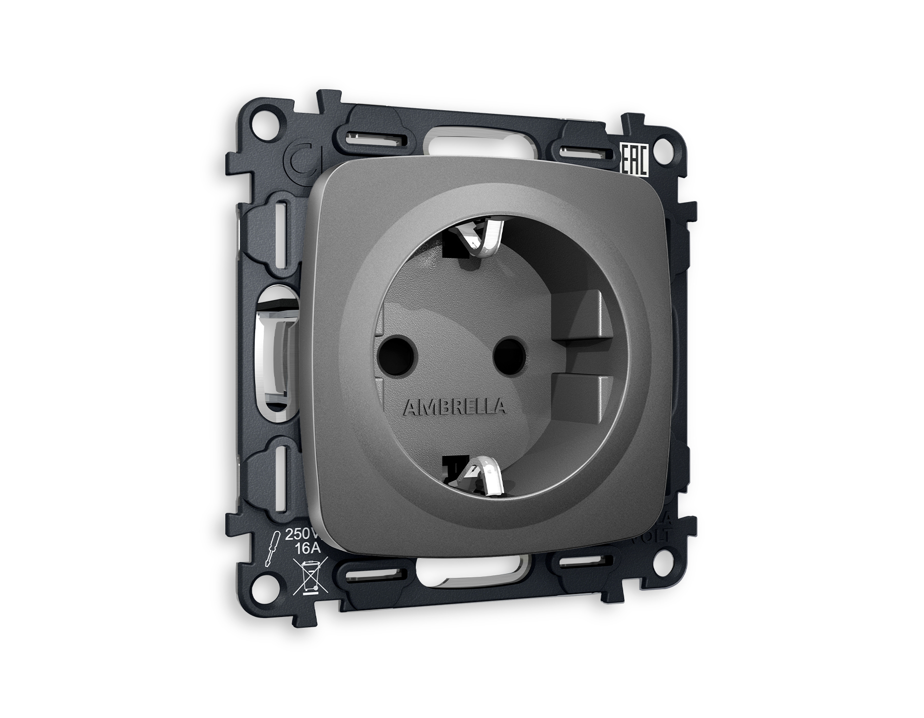Розетка Ambrella Volt OMEGA с заземлением и шторками 2P+E 16A-250V QUANT MO657010_AMB