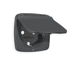 Лицевая панель (Мягкое касание) для электрической розетки с заземлением со шторками и крышкой IP44 QUANT Ambrella Volt OMEGA OP9080_AMB