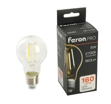 Лампа светодиодная филамент A60 шар 6W 175-265V E27 2700К Feron 48889_FR