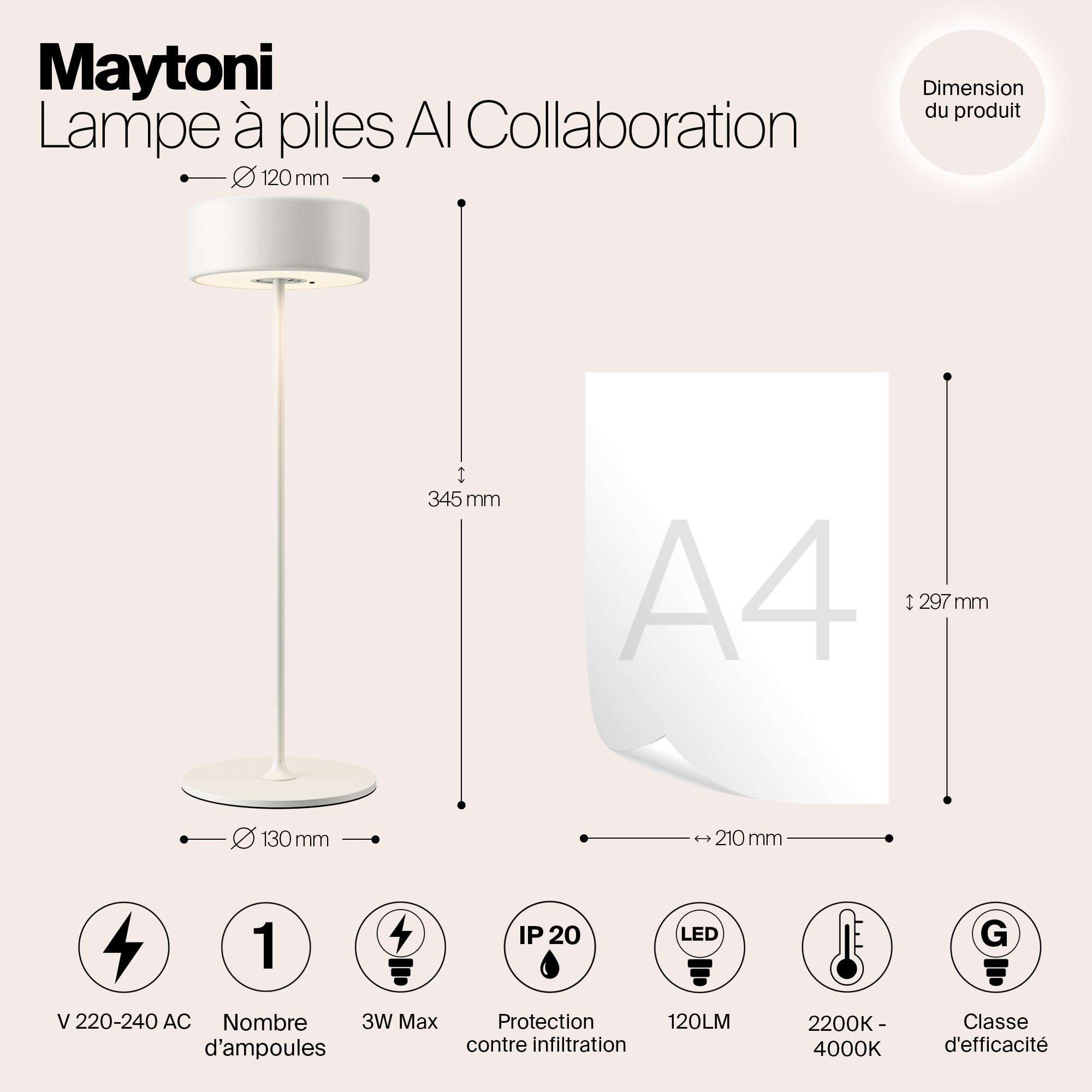 Настольная лампа аккумуляторная Maytoni AI Collaboration MOD229TL-L3W3K2_MY