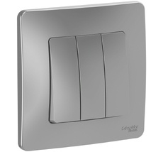 Выключатель встраиваемый трехклавишный (алюминий) Systeme Electric BLNVS100503