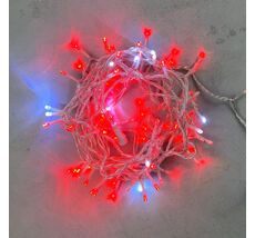 Гирлянда Нить 10м Красная с Мерцанием Белого Диода 220В, 100 LED, Провод Прозрачный ПВХ, IP54 PST100BLW-10-2R