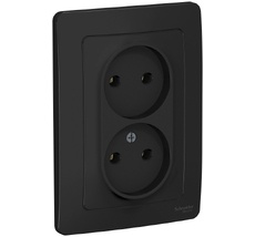 Розетка встраиваемая двойная без заземления (антрацит) Systeme Electric BLNRS000026