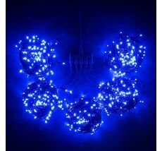 Комплект 5 Синих Нитей по 20м с Мерцанием, 1000 LED, Провод Черный ПВХ, IP54 KDD1000BLW-11-1B