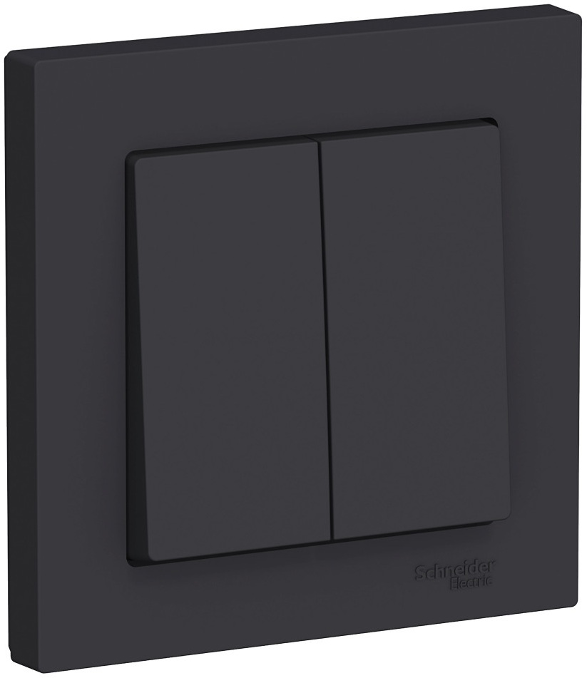 Выключатель встраиваемый двухклавишный (карбон) Systeme Electric ATN001052