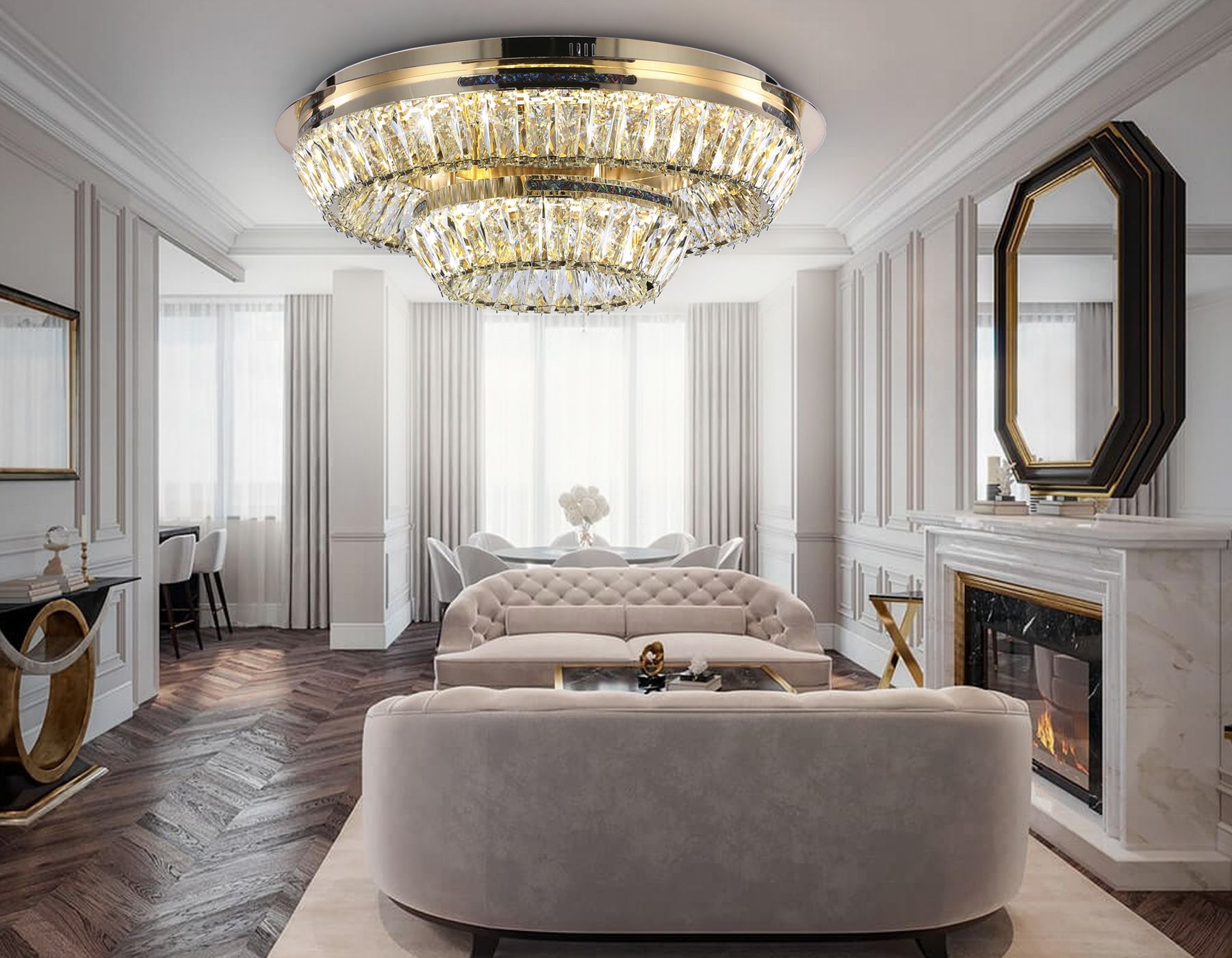 Потолочная люстра Ambrella light светодиодная с хрусталем Traditional TR5031_AMB