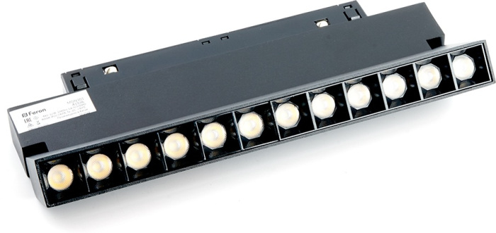 Трековый светодиодный светильник низковольтный 12W 48V черный Feron 51015_FR