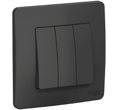 Выключатель встраиваемый трехклавишный (антрацит) Systeme Electric BLNVS100506