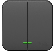 Выключатель накладной двухклавишный с подсветкой (антрацит) Systeme Electric BLNVA105106