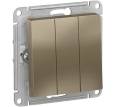 Выключатель встраиваемый трехклавишный (шампань) Systeme Electric ATN000531