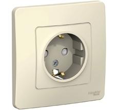 Розетка встраиваемая с заземлением и шторками (молочный) Systeme Electric BLNRS001112