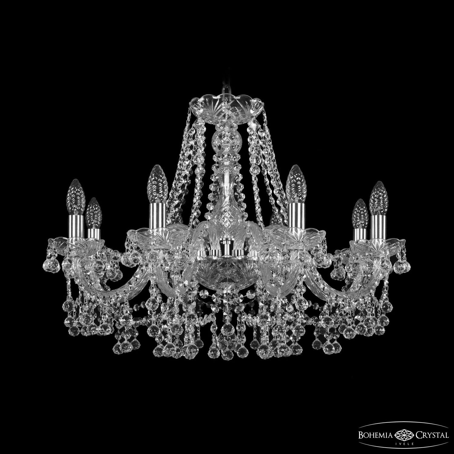 Хрустальная люстра Bohemia Ivele Crystal 1409/8/240 Ni_BI
