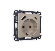 Розетка Ambrella Volt ALFA 2USB A+C 20W быстрая зарядка с заземлением со шторками 2P+E 16A-250V QUANT MA370010_AMB