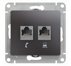 Розетка встраиваемая телефонная RJ-11 + Ethernet RJ-45 (графит) Systeme Electric GSL001385