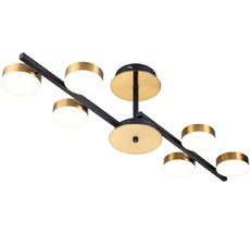 Люстра потолочная накладная с led-лампами (+ночной режим) с пультом на штанге 10266/6 LED*95W Black/Brass Escada 10266/6LED_ESC