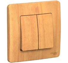 Выключатель встраиваемый двухклавишный (ясень) Systeme Electric BLNVS106605