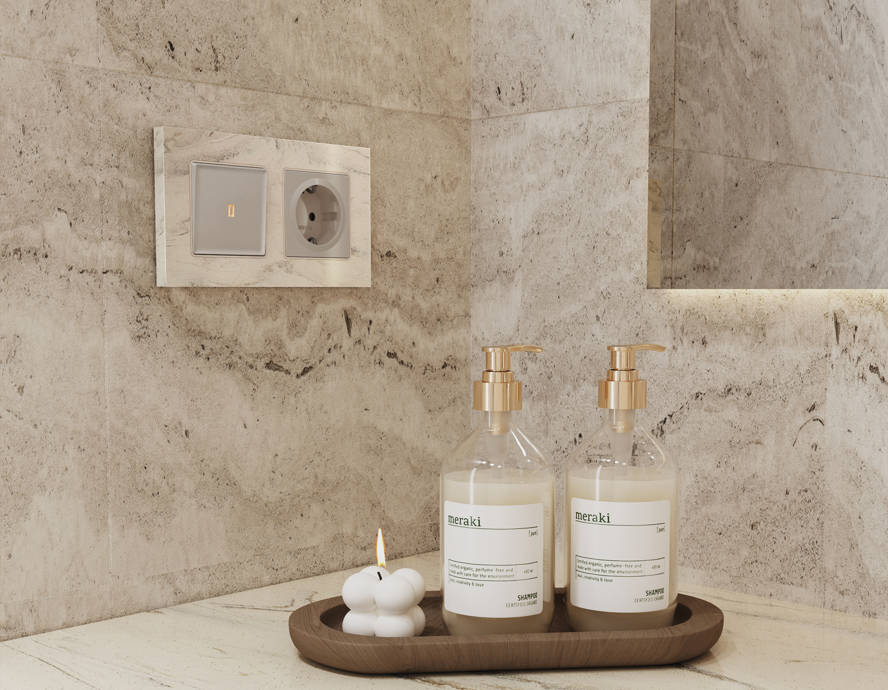 Розетка Ambrella Volt ALFA с заземлением со шторками 2P+E 16A-250V QUANT MA367010_AMB