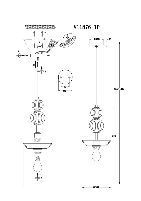 Подвесной светильник Moderli V11876-1P_MD