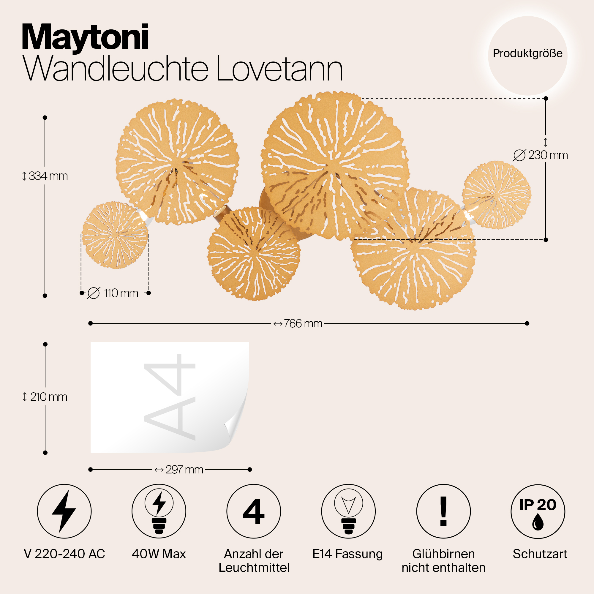 Настенный светильник Maytoni Lovetann MOD082WL-04G_MY