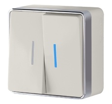 Выключатель двухклавишный с подсветкой Gallant WL15-03-03 a051550_WR