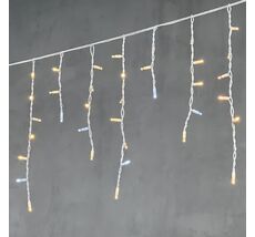Гирлянда Бахрома 3,1 x 0,5 м Тепло-Белая с Мерцанием Белого Диода 220В, 120 LED, Провод Белый Каучук, IP65 LL120BLW-8-2WW