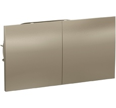 Розетка встраиваемая двойная с заземлением, шторками и крышкой (шампань) Systeme Electric ATN000528