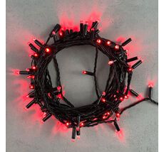 Гирлянда Нить с Колпачком 10м Красная 24В, 100 LED, Провод Черный ПВХ, IP65 LTC PST100CAP-11-1R