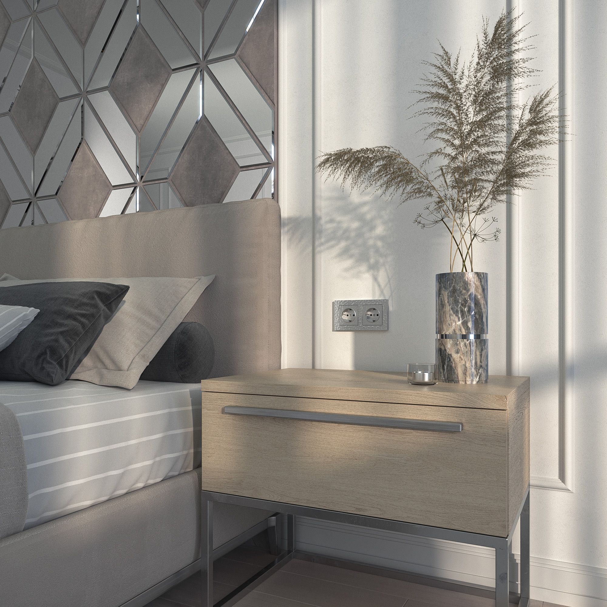 Розетка с заземлением и шторками (серебряный) Hummer a052076_WR