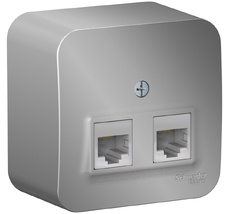 Розетка накладная двойная Ethernet RJ-45 (алюминий) Systeme Electric BLNIA045453