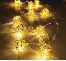 Светодиодная гирлянда линейная интерьерная Золотые шарики статичная 2700K 1.8 м с питанием от батареек Feron 51450_FR
