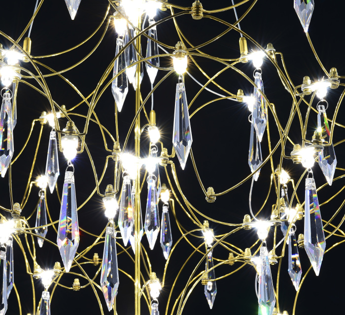 Подвесная люстра светодиодная с пультом и хрустальными подвесками Asfour MyFar MR2653-57P-76AP