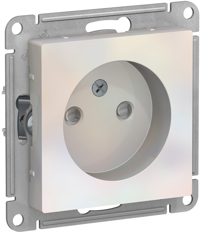 Розетка встраиваемая без заземления со шторками (жемчужный) Systeme Electric ATN000449