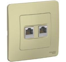 Розетка встраиваемая двойная Ethernet RJ-45 (бежевый) Systeme Electric BLNIS045457