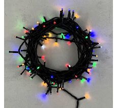 Гирлянда Нить 10м Разноцветная с Мерцанием Белого Диода 24В, 100 LED, Провод Черный ПВХ, IP54 PST100BLW-11-1M