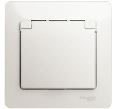 Розетка встраиваемая с заземлением, шторками и крышкой (перламутровый) Systeme Electric GSL000646