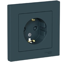 Розетка встраиваемая с заземлением и шторками (изумрудный) Systeme Electric ATN000844