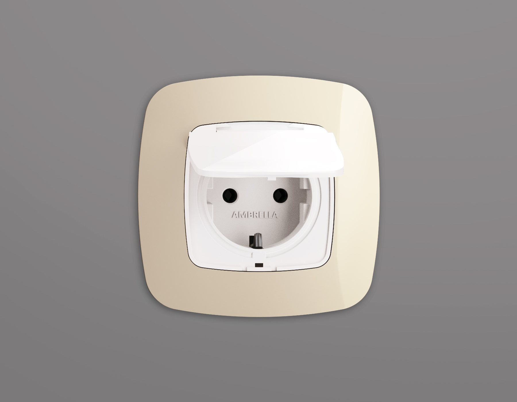 Лицевая панель для розетки с заземлением со шторками и крышкой IP44 QUANT Ambrella Volt OMEGA OP1080_AMB