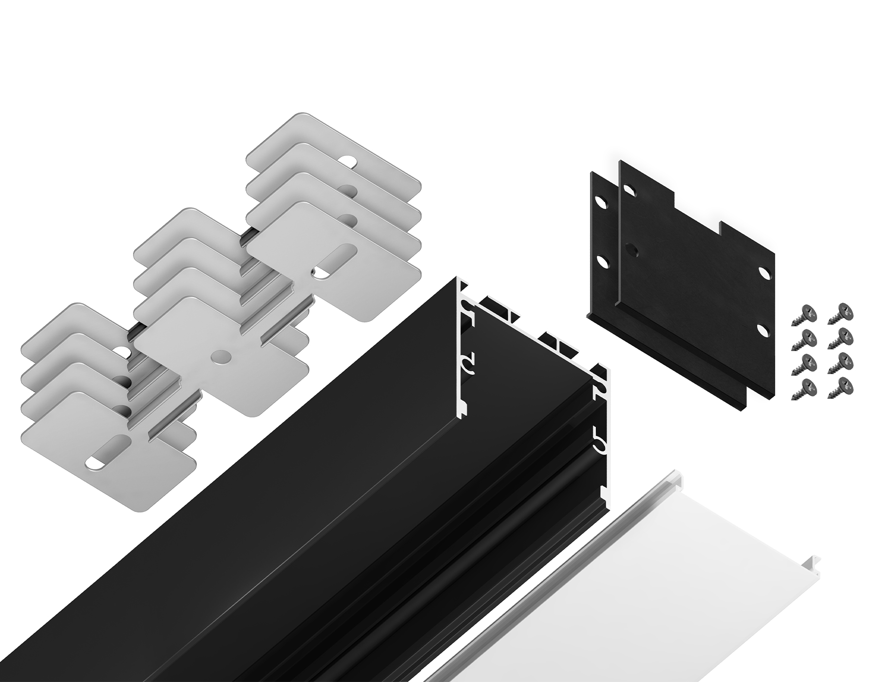 Алюминиевый профиль накладной/подвесной Profile System для ленты до 26мм Ambrella Light ILLUMINATION GP2550BK_AMB
