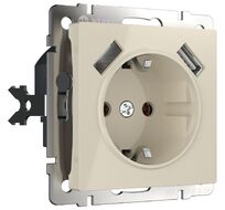 Розетка с заземлением, шторками и USBх2 Werkel WL03-SKGS-USBx2-IP20 a051486_WR