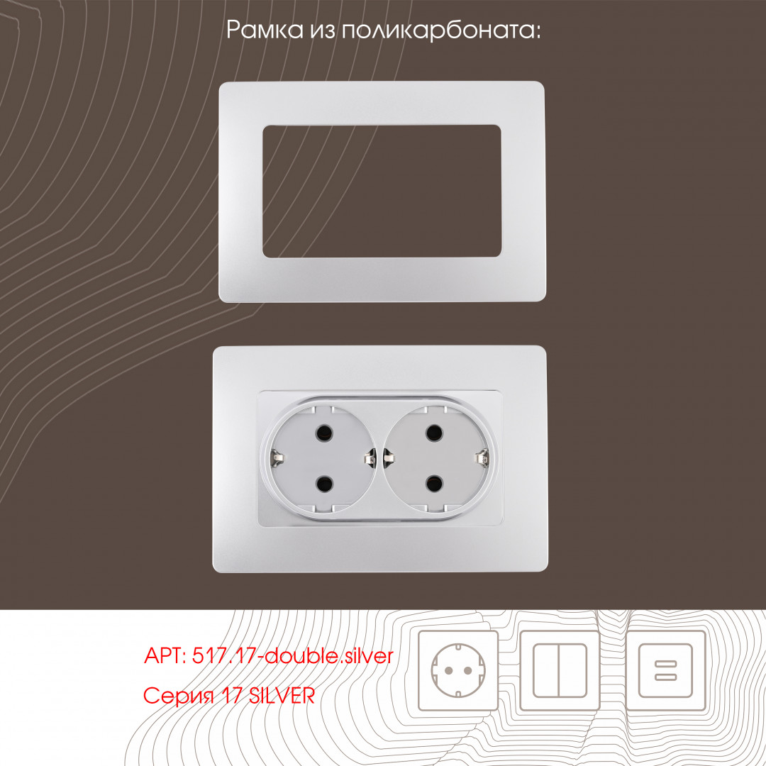 Розетка двойная с заземлением 16A 250V Arte Milano 217.40-2.silver