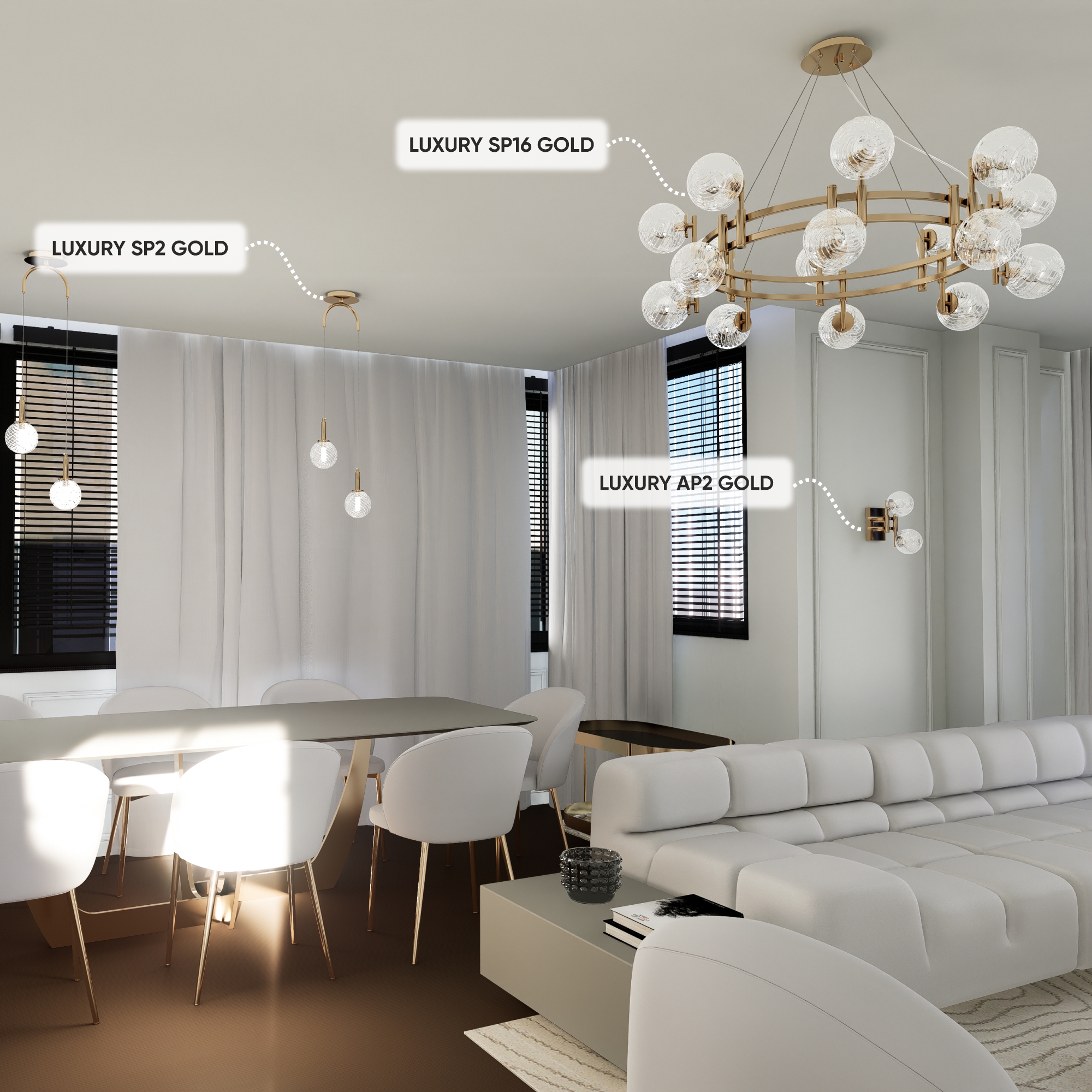 Подвесная люстра Crystal Lux LUXURY LUXURY SP16 GOLD_CR