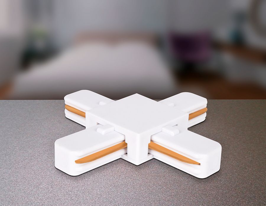 Коннектор Х-образный однофазный для соединения трековых шинопроводов GL GL7082_AMB