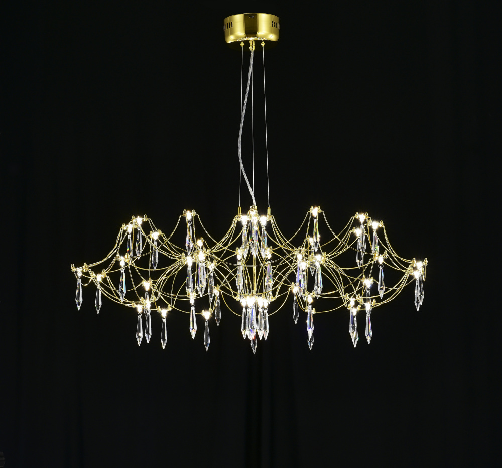 Подвесная люстра светодиодная с пультом и хрустальными подвесками Asfour MyFar MR2662-60P-76AP